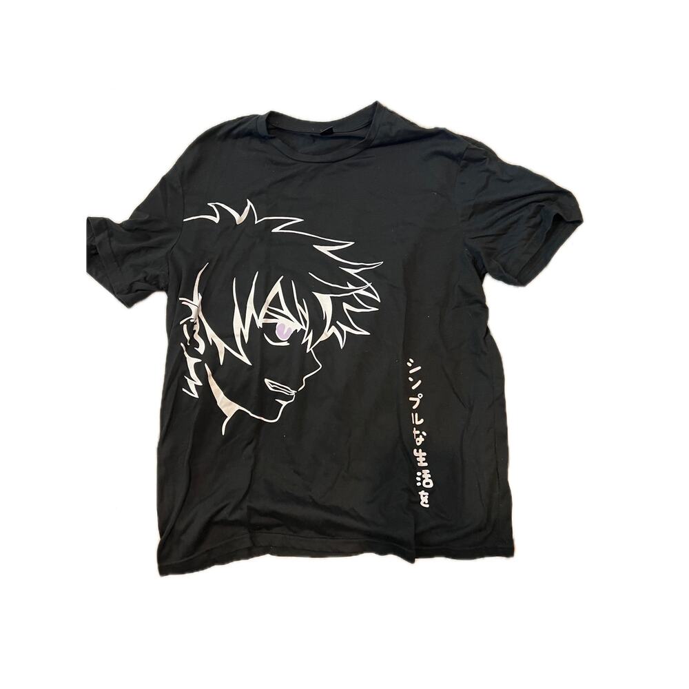 Shein Anime Manga Black TShirt Mens L